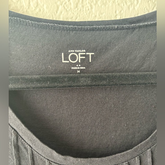 Loft medium women 3/4 sleeve cotton black top - Picture 2 of 3